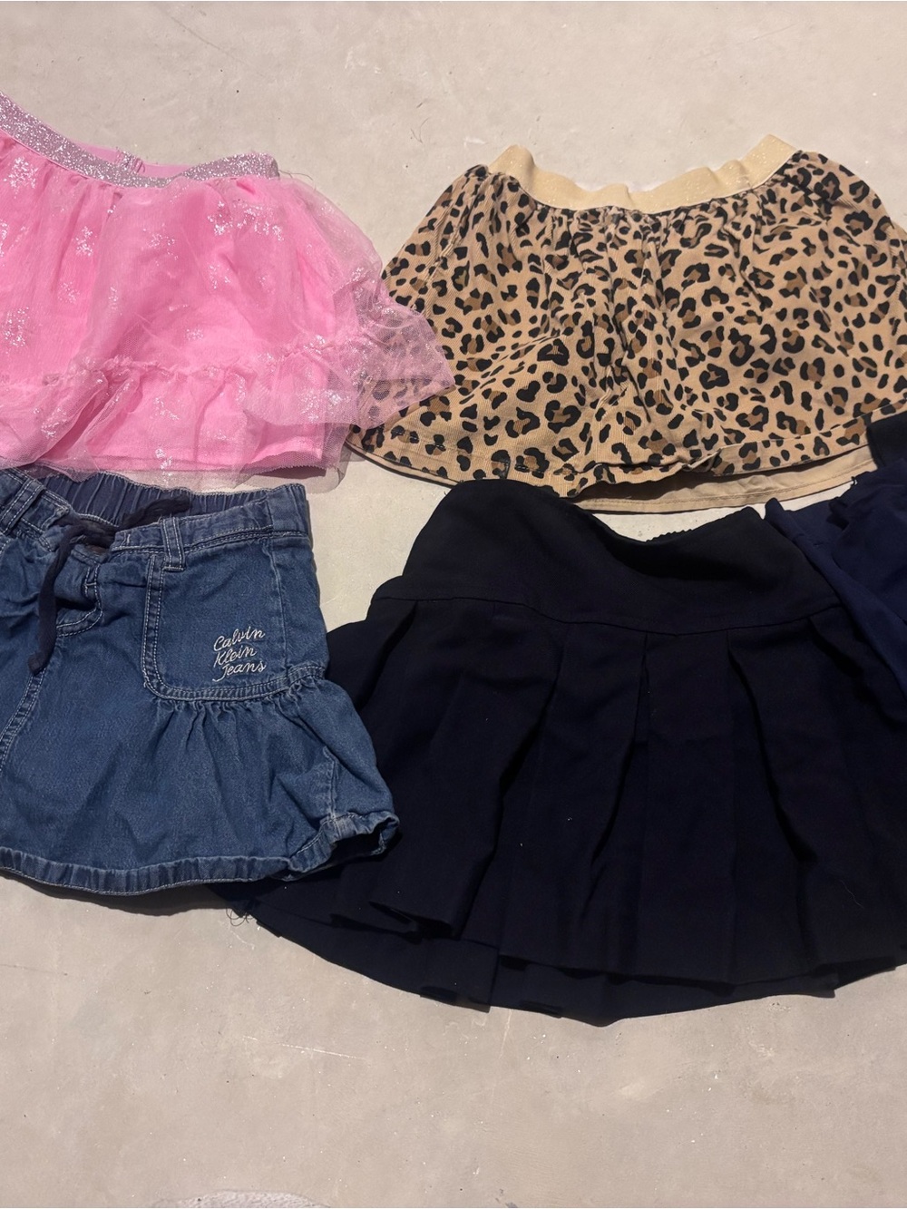 Carter's Girls' Pink Tulle, Tan Leopard, Blue Denim & Navy Skirts